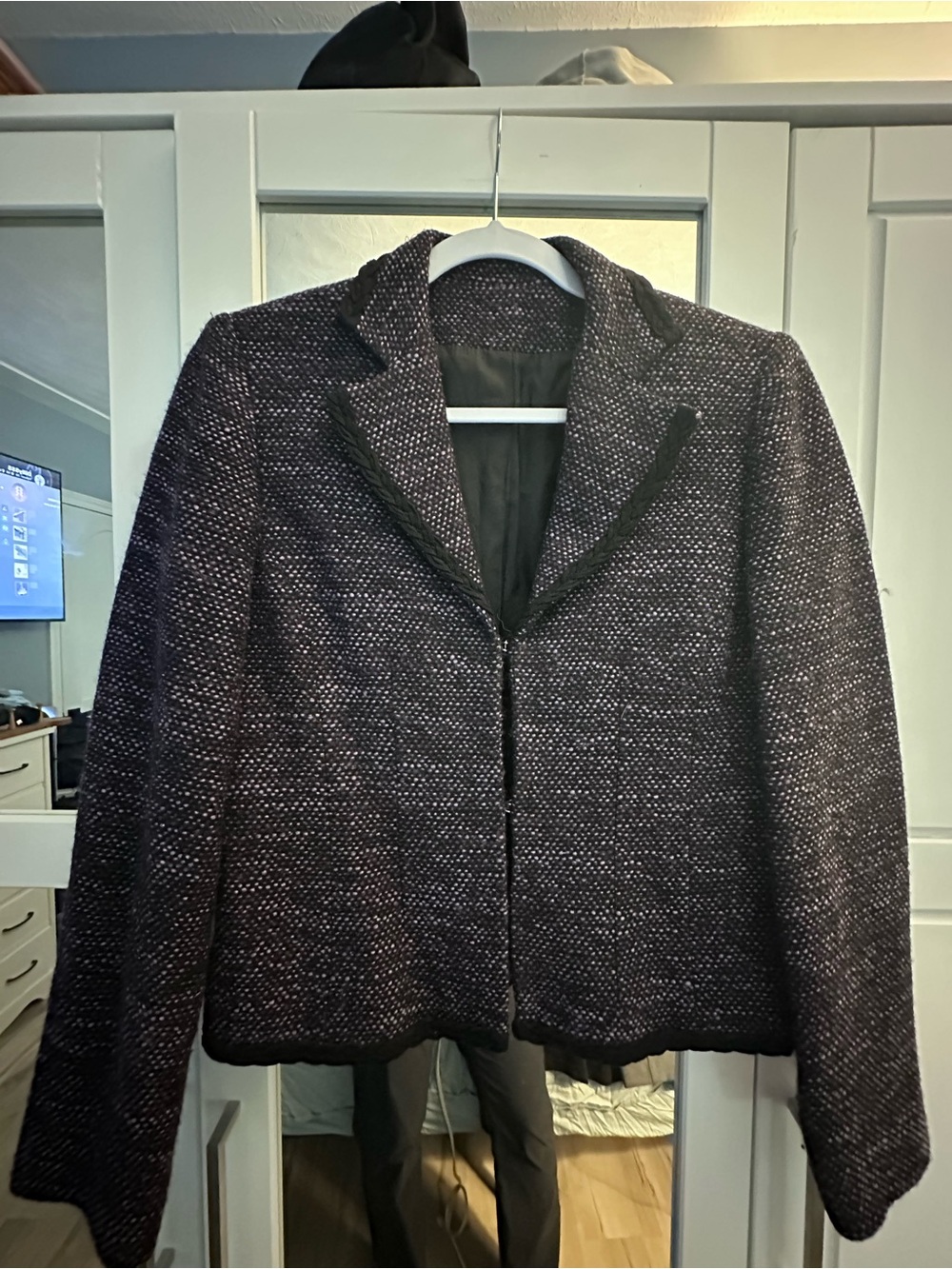 Women’s Black & White Tweed Jacket - Classic Collar